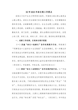 XX市2023年林长制工作要点