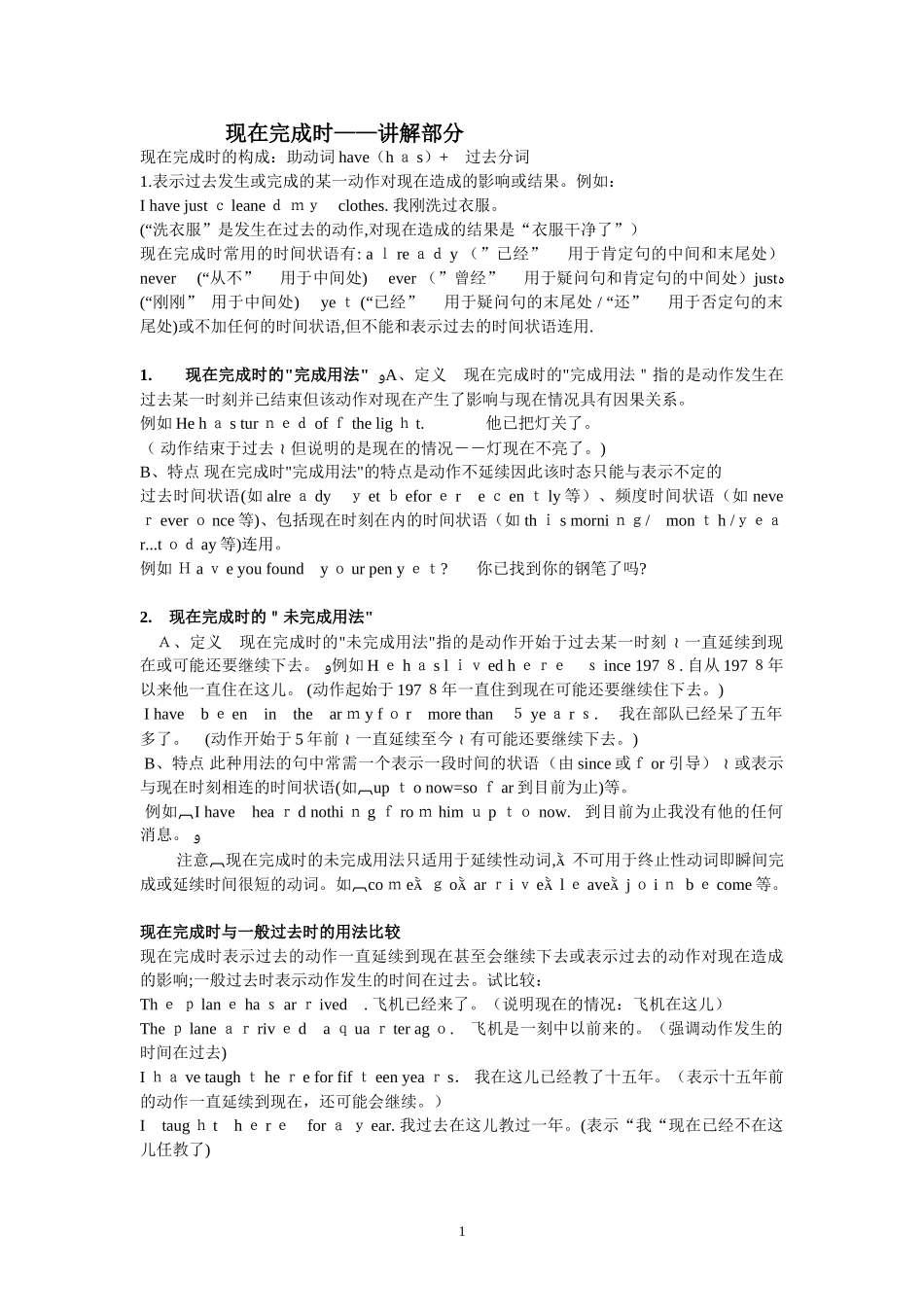 2024年现在完成时整理归纳_第1页