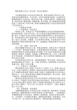 解放思想大讨论“回头看”活动自查报告