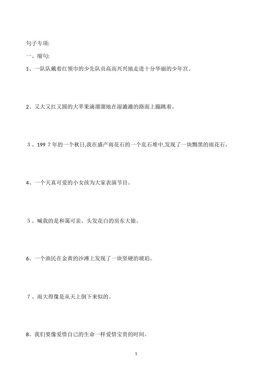 2024年小升初句子专项练习_第1页