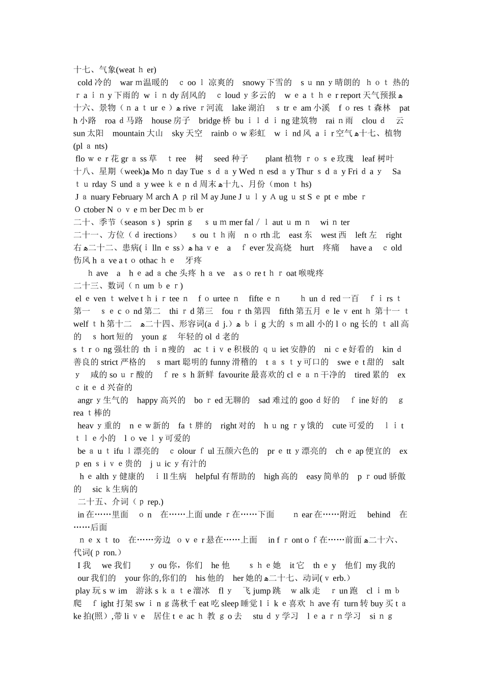 2024年小升初英语必背单词及练习5套_第3页