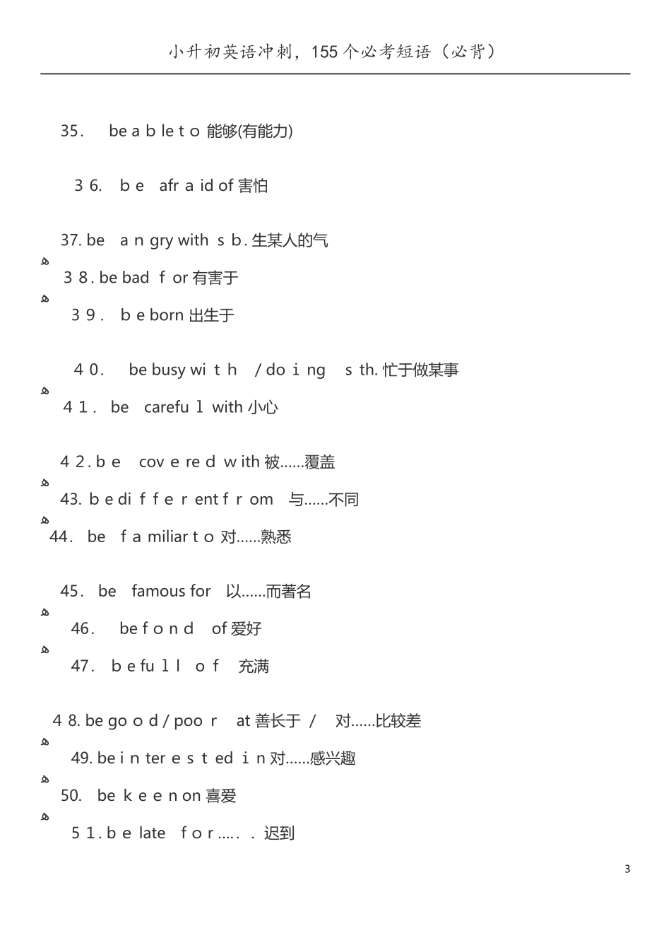 2024年小升初英语冲刺必考短语必背_第3页