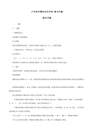 2024年小升初专题知识点归纳数与代数