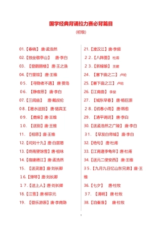 2024年小学国学经典必背篇目初级