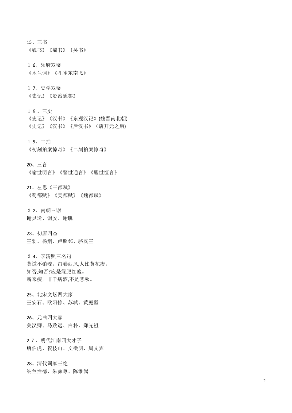 2024年小学阶段必背文学常识_第2页