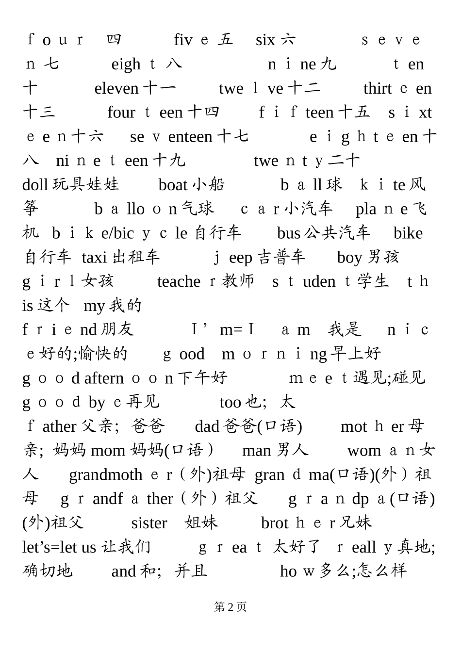 2024年小学生英语必背单词表_第2页