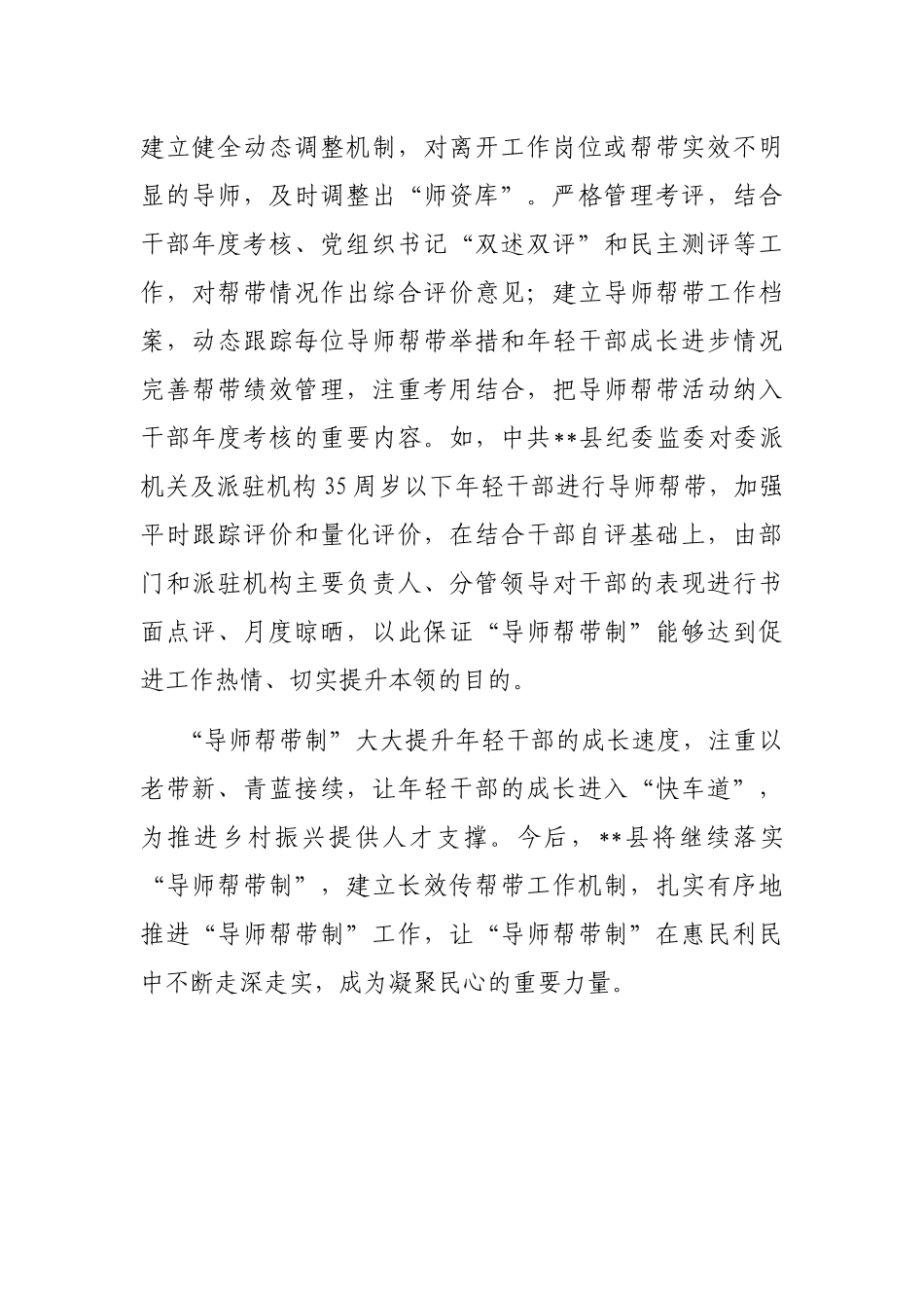 某县关于加强年轻干部“传帮带”工作的情况汇报_第3页