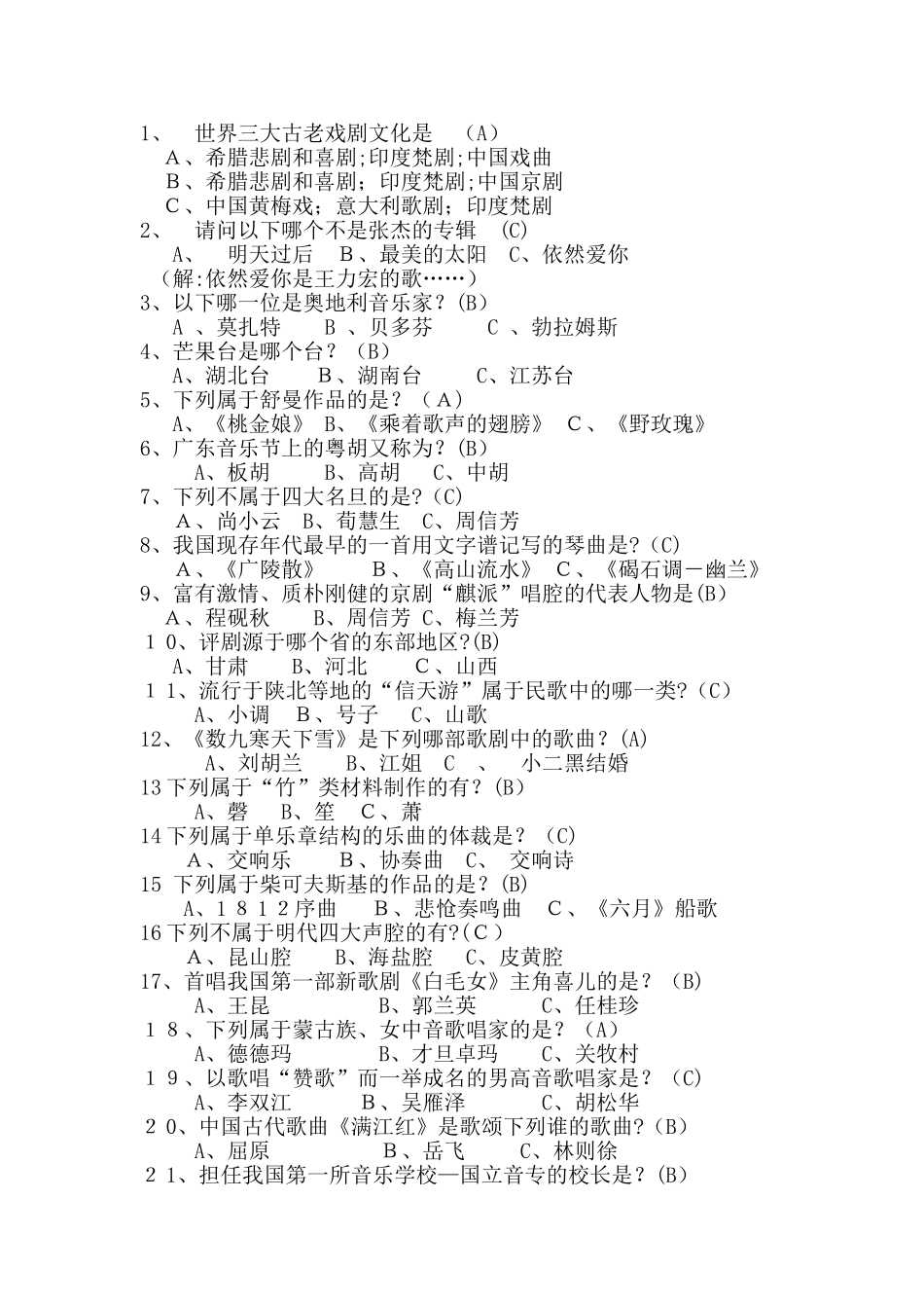 2024年小学音乐知识竞赛试题_第1页