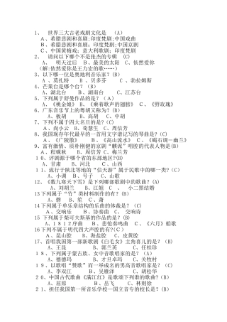 2024年小学音乐知识竞赛试题