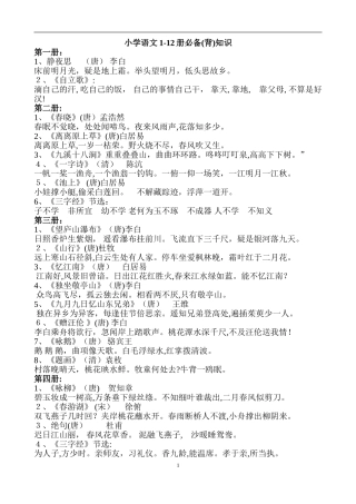 2024年小学语文必背知识要点