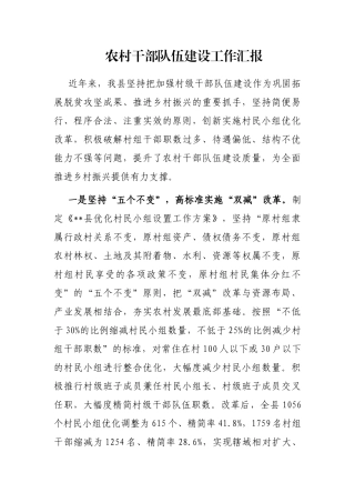 农村干部队伍建设工作汇报