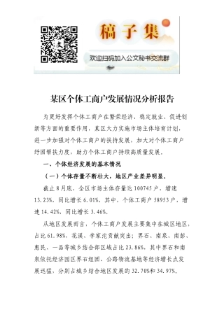 某区个体工商户发展情况分析报告   