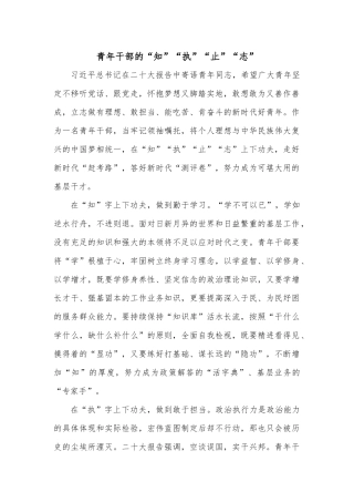 青年干部的“知”“执”“止”“志”
