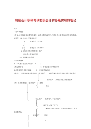 2024年新版初级会计职称考试初级会计实务最实用的笔记