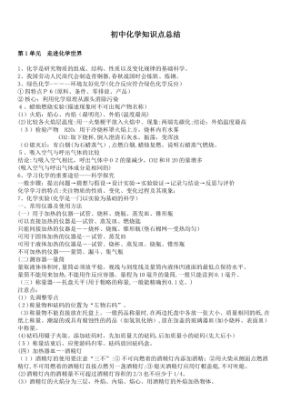 2024年新版初中化学知识点总结