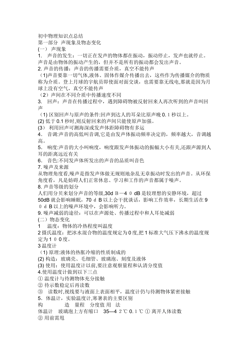 2024年新版初中物理知识点总结_第1页