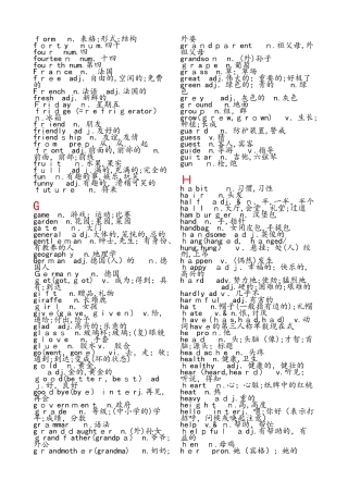 2024年新版初中英语必背词汇大全