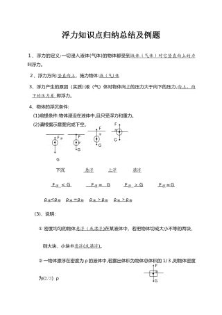 2024年新版浮力知识点归纳总结