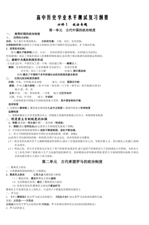 2024年新版高中历史学业水平测试复习纲要