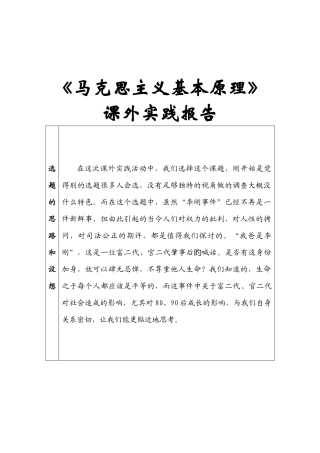 《马克思主义基本原理》课外实践报告