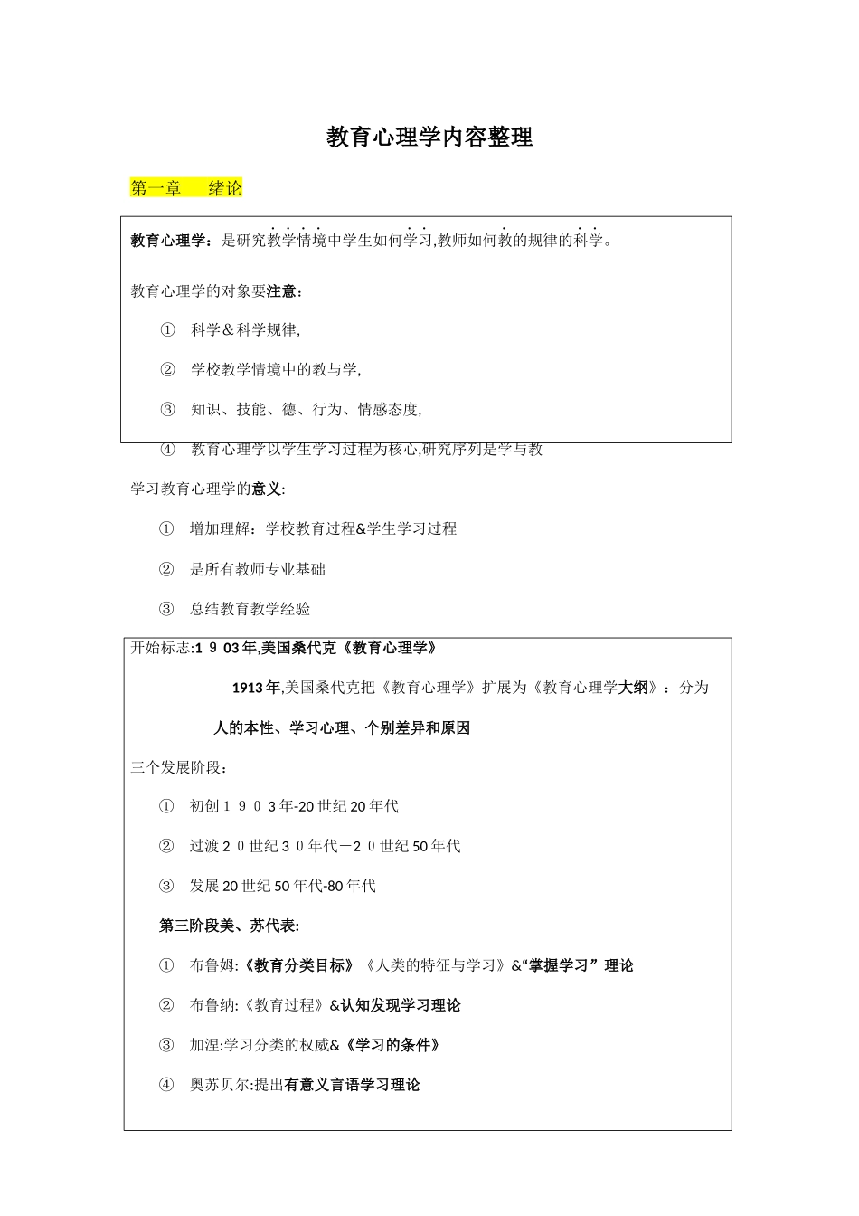 2024年新版教育心理学整理必背内容_第1页