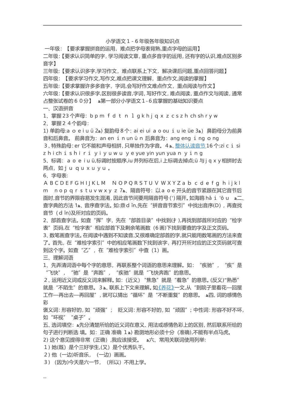 2024年新版小学知识大全归纳_第1页