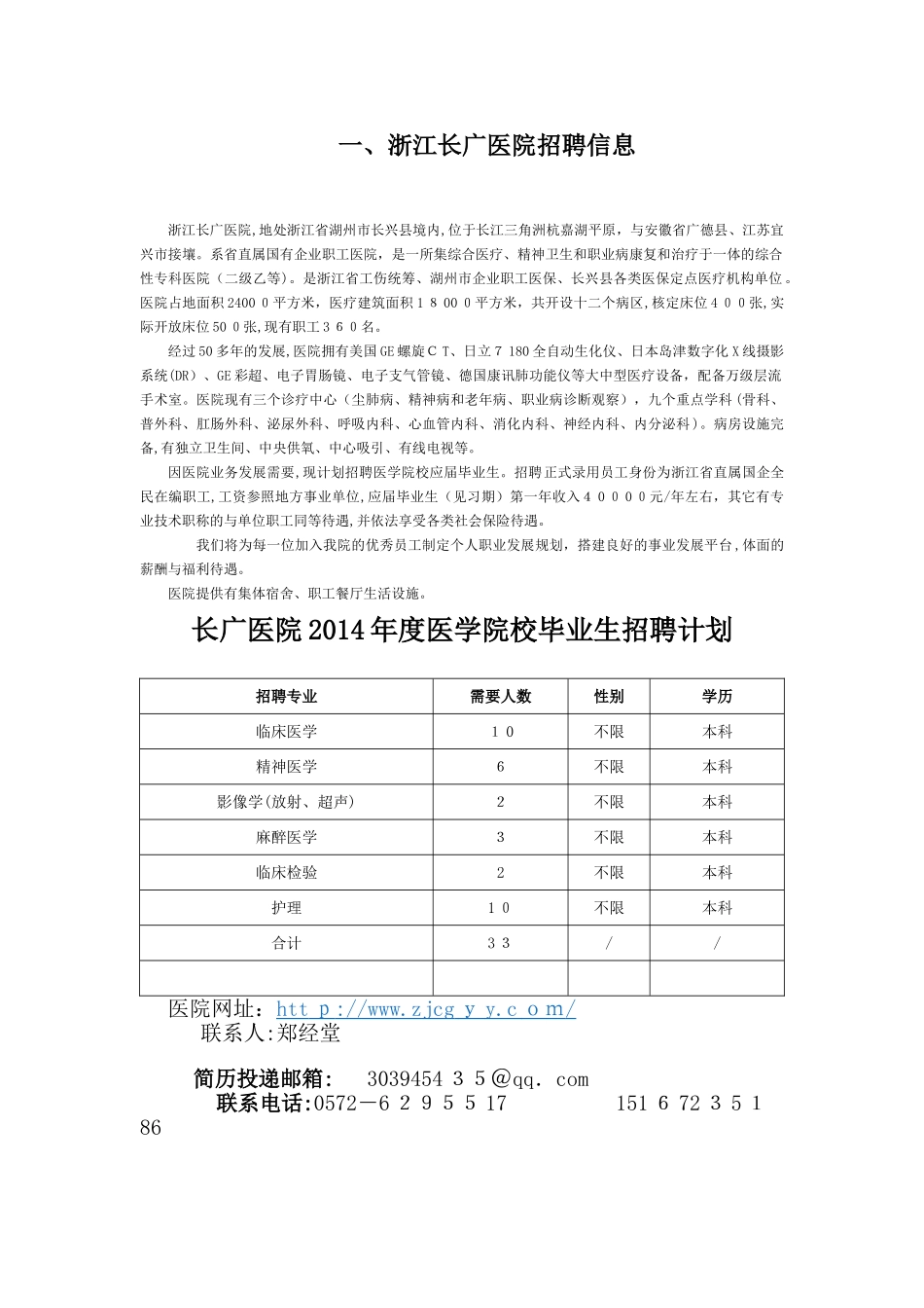 2024年新版浙江长广医院招聘信息_第1页
