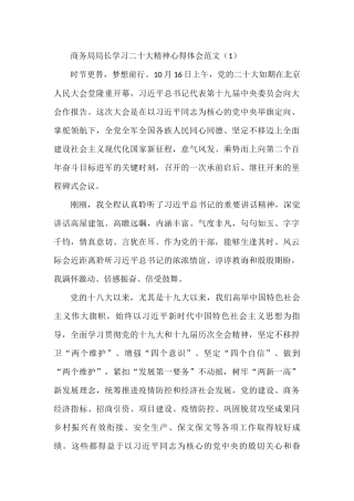 商务局局长学习二十大精神心得体会范文2篇