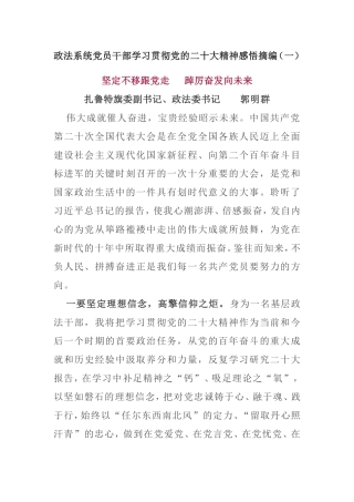 政法系统党员干部学习贯彻党的二十大精神感悟摘编（5篇）