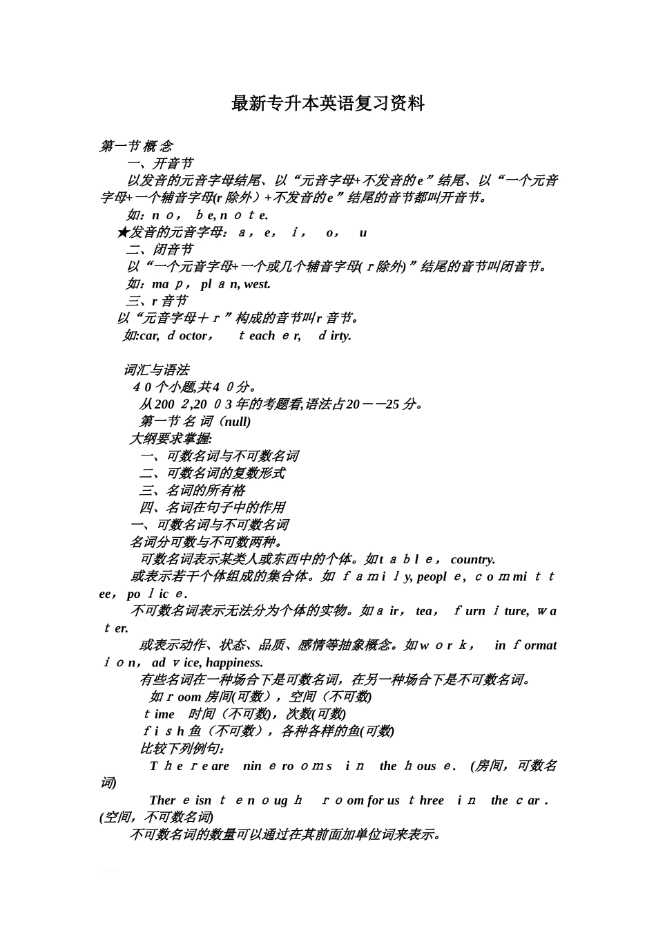 2024年新版专升本英语复习资料_第1页