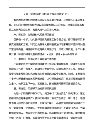 师德师风专项整治回头看工作总结范文3篇