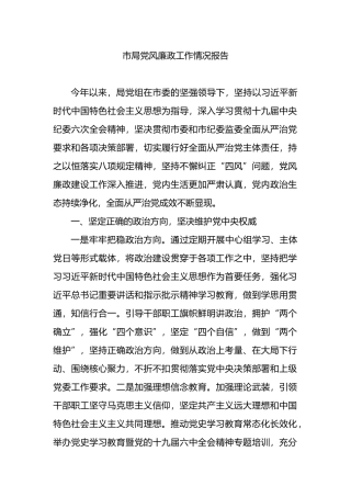 市局党风廉政工作情况报告（总结汇报）