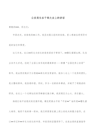 公安局长在干部大会上的讲话