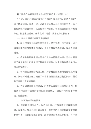 村社区两委换届工作回头看情况报告2篇