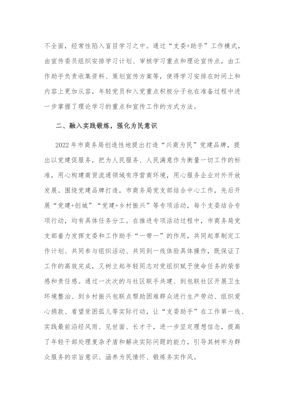 市商务局党支部品牌创建工作汇报材料_第2页