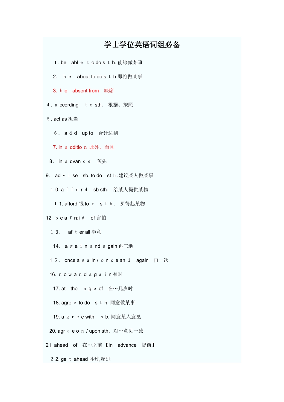 2024年学士学位英语词组必备_第1页