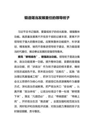 锻造堪当发展重任的领导班子