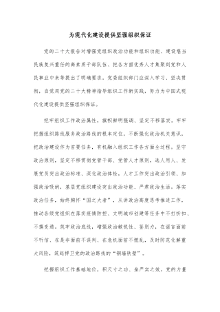 为现代化建设提供坚强组织保证