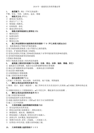 2024年一建建筑实务简答必背102条