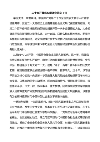 观看二十大大开幕式心得体会12篇