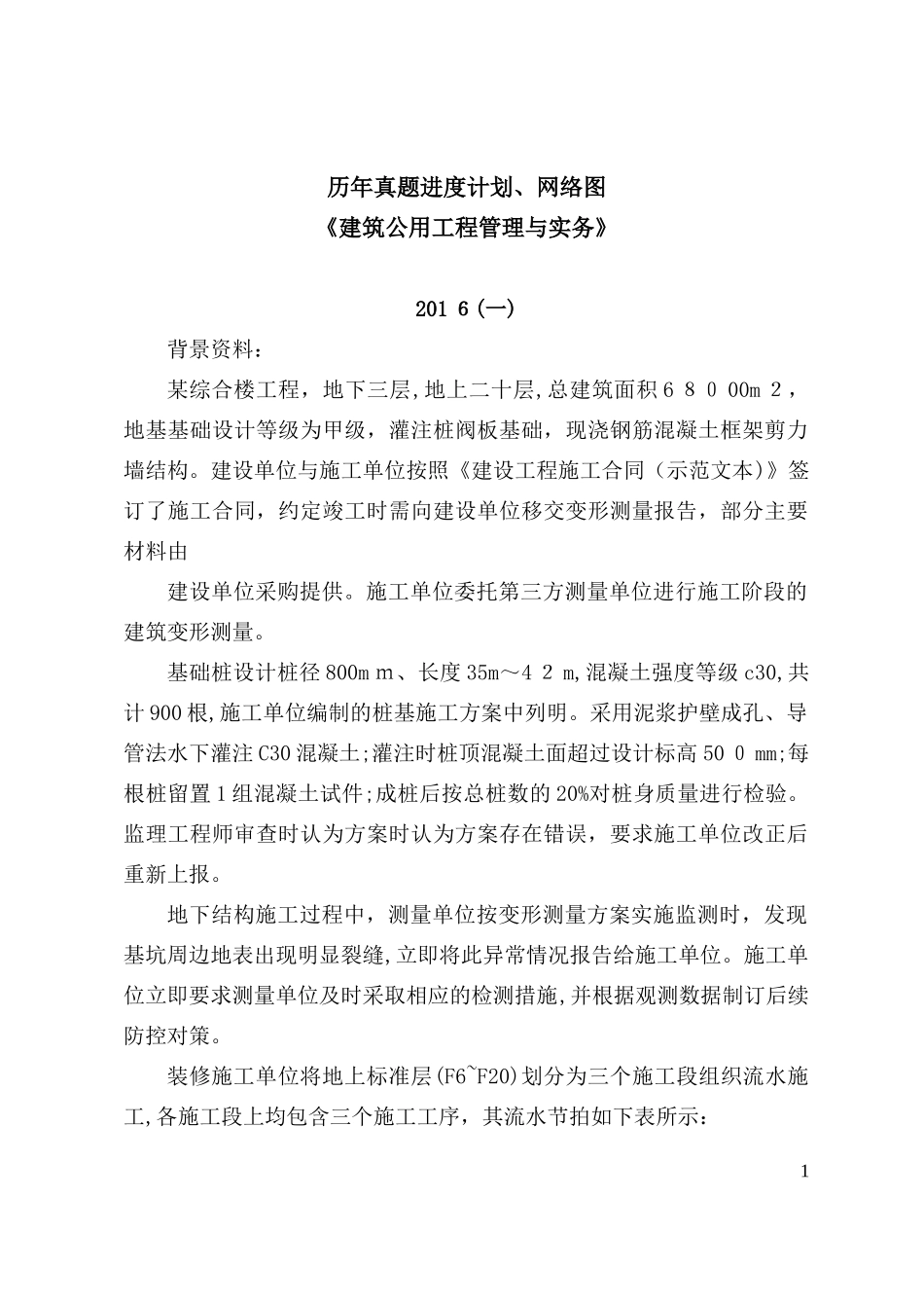 2024年一建历年进度计划真题_第1页