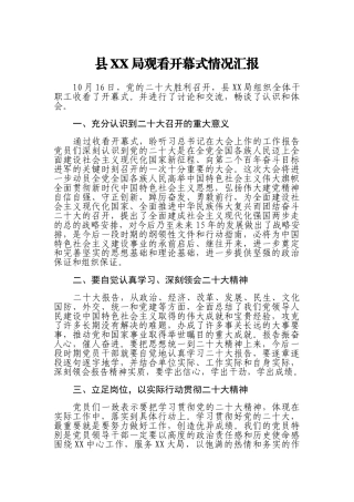 观看二十大开幕式情况汇报（2篇）