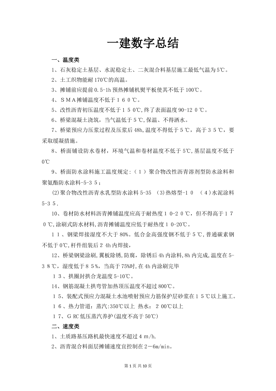 2024年一建市政数字总结_第1页