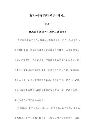 (3篇)精选四个意识两个维护心得例文