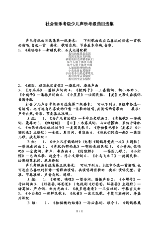 2024年音乐考级少儿声乐考级曲目选集