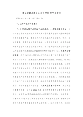 盟民族事务委员会关于2022年工作汇报