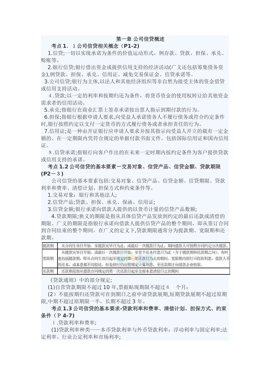 2024年银行从业资格考试公司信贷全考点分析讲义_第1页