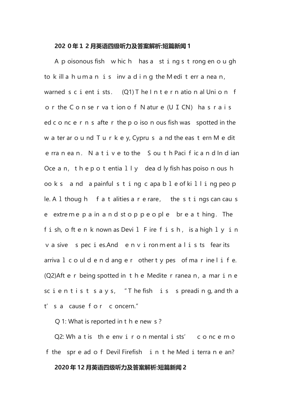 2024年英语四级答案完整版_第3页