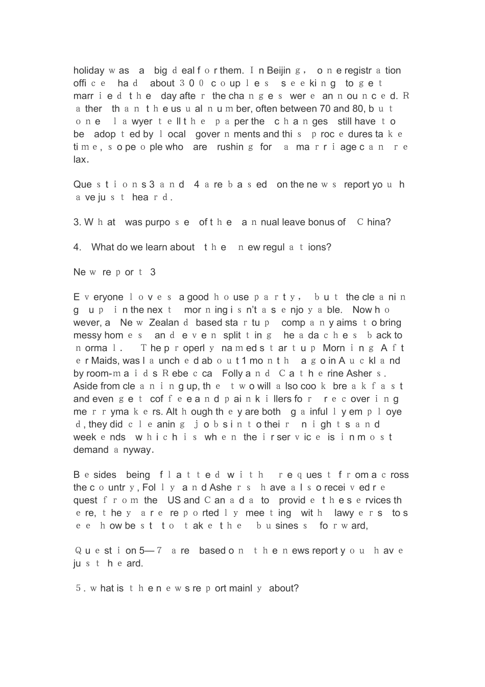 2024年英语四级模拟真题和答案_第3页