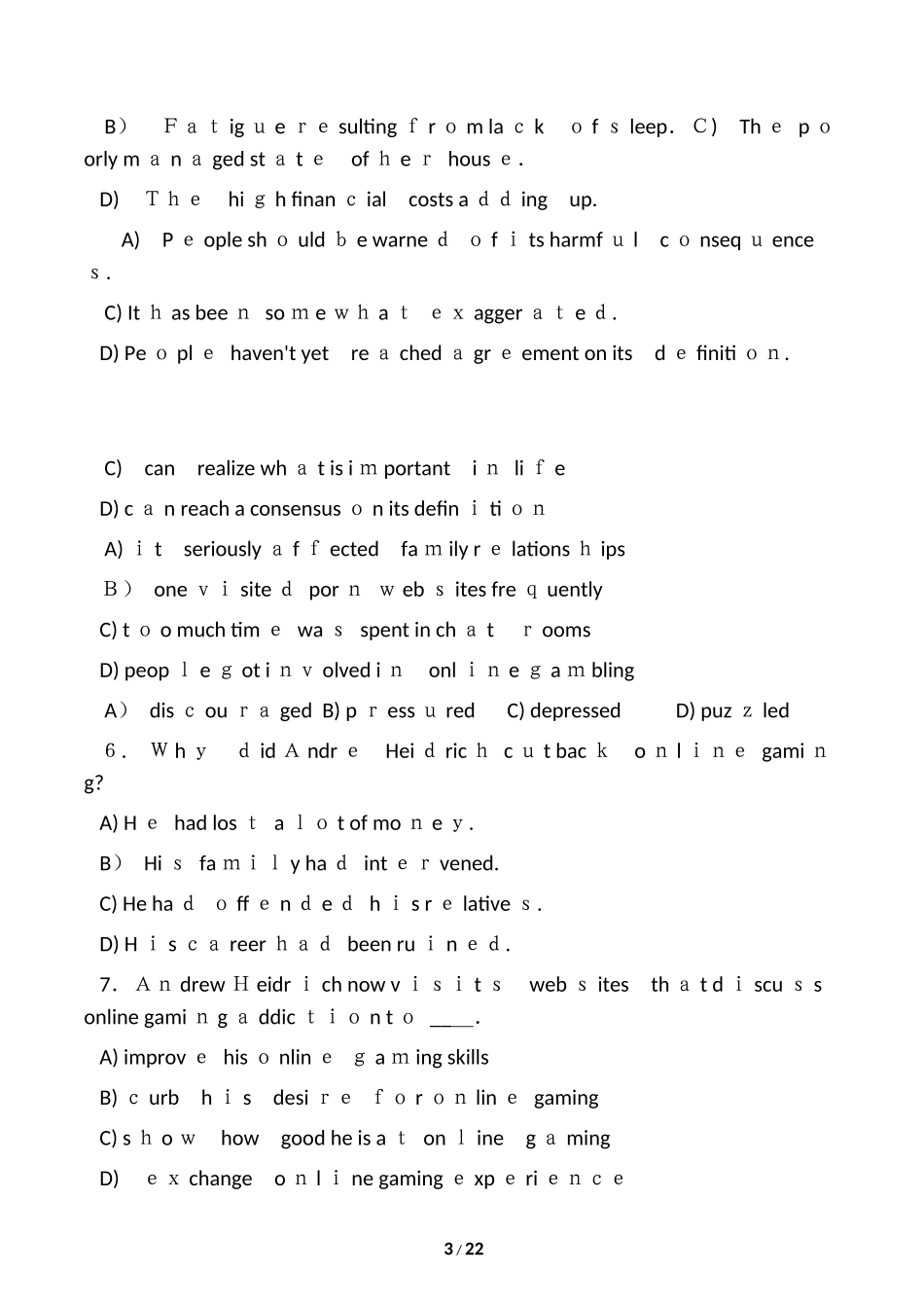 2024年英语四级模拟真题及答案_第3页